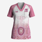 Aussie Nurse RN 2026 Personalised Scrub Top Pink Aboriginal Art Pattern Cultural Pride
