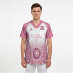 Aussie Nurse RN 2026 Personalised Scrub Top Pink Aboriginal Art Pattern Cultural Pride