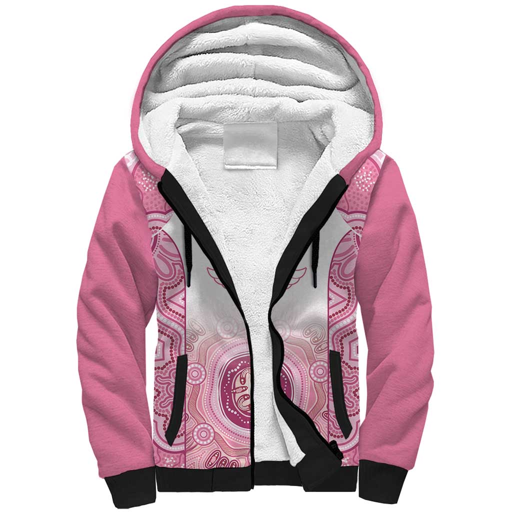 Aussie Nurse RN 2026 Personalised Sherpa Hoodie Pink Aboriginal Art Pattern Cultural Pride