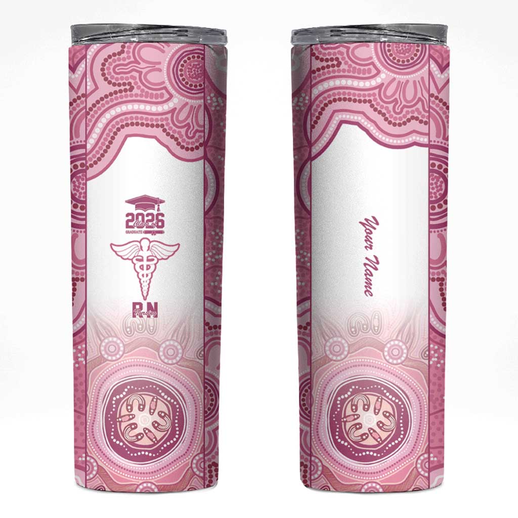 Aussie Nurse RN 2026 Personalised Skinny Tumbler Pink Aboriginal Art Pattern Cultural Pride