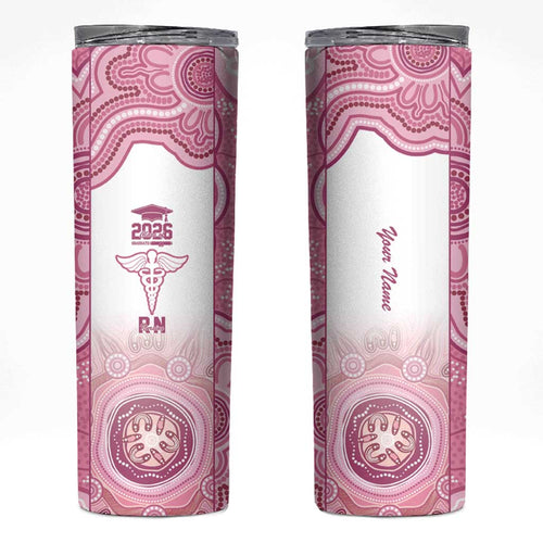 Aussie Nurse RN 2026 Personalised Skinny Tumbler Pink Aboriginal Art Pattern Cultural Pride