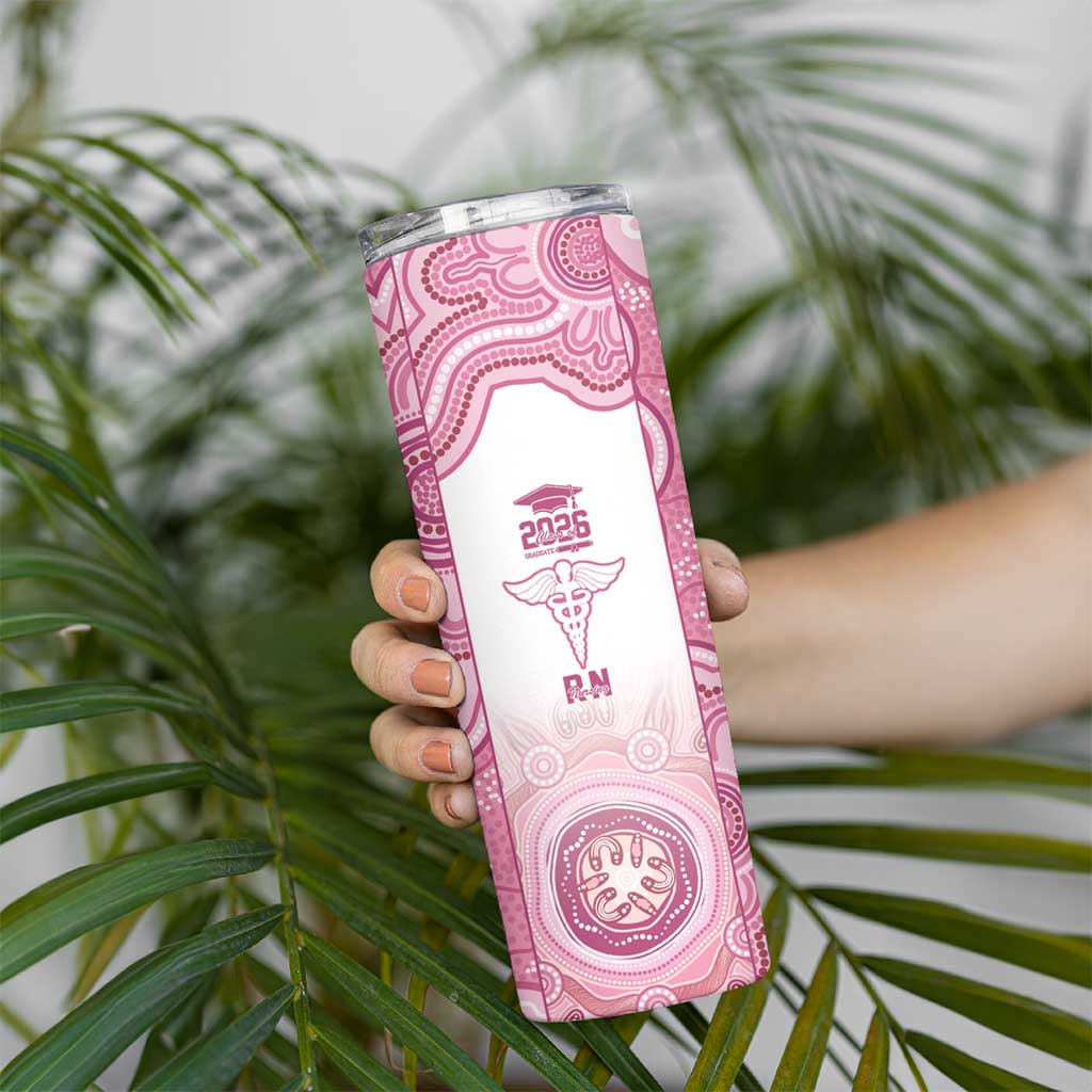 Aussie Nurse RN 2026 Personalised Skinny Tumbler Pink Aboriginal Art Pattern Cultural Pride