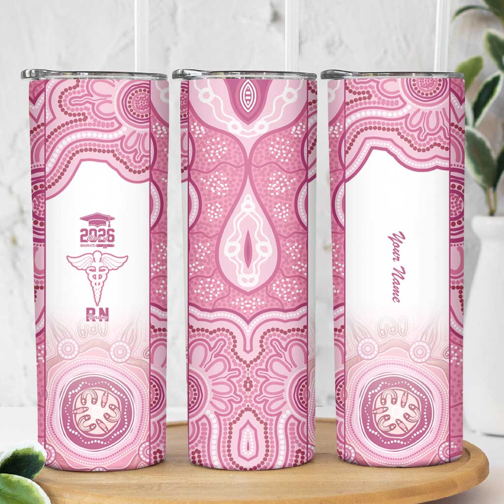 Aussie Nurse RN 2026 Personalised Skinny Tumbler Pink Aboriginal Art Pattern Cultural Pride
