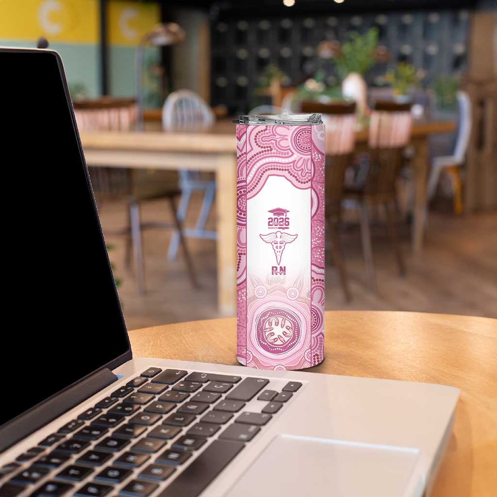 Aussie Nurse RN 2026 Personalised Skinny Tumbler Pink Aboriginal Art Pattern Cultural Pride