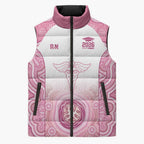 Aussie Nurse RN 2026 Personalised Sleeveless Puffer Jacket Pink Aboriginal Art Pattern Cultural Pride