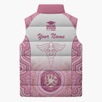Aussie Nurse RN 2026 Personalised Sleeveless Puffer Jacket Pink Aboriginal Art Pattern Cultural Pride