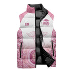 Aussie Nurse RN 2026 Personalised Sleeveless Puffer Jacket Pink Aboriginal Art Pattern Cultural Pride