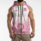 Aussie Nurse RN 2026 Personalised Sleeveless Zip Hoodie Pink Aboriginal Art Pattern Cultural Pride