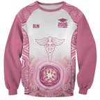 Aussie Nurse RN 2026 Personalised Sweatshirt Pink Aboriginal Art Pattern Cultural Pride