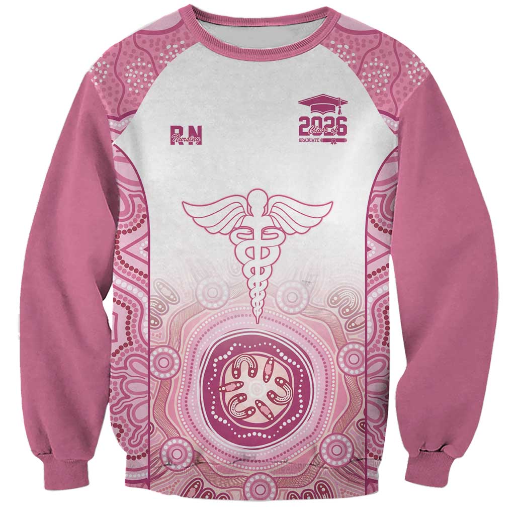 Aussie Nurse RN 2026 Personalised Sweatshirt Pink Aboriginal Art Pattern Cultural Pride