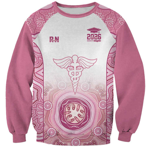 Aussie Nurse RN 2026 Personalised Sweatshirt Pink Aboriginal Art Pattern Cultural Pride