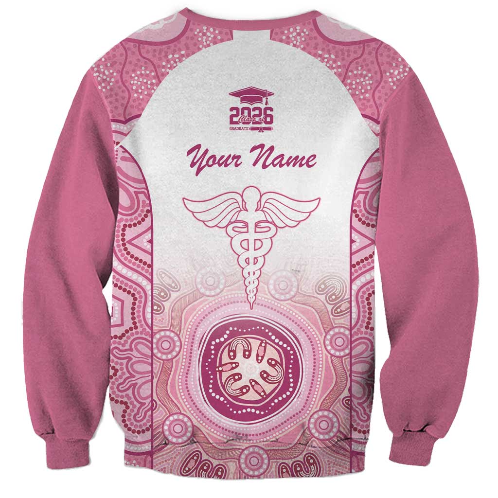 Aussie Nurse RN 2026 Personalised Sweatshirt Pink Aboriginal Art Pattern Cultural Pride