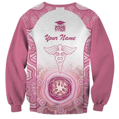 Aussie Nurse RN 2026 Personalised Sweatshirt Pink Aboriginal Art Pattern Cultural Pride