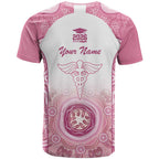 Aussie Nurse RN 2026 Personalised T Shirt Pink Aboriginal Art Pattern Cultural Pride