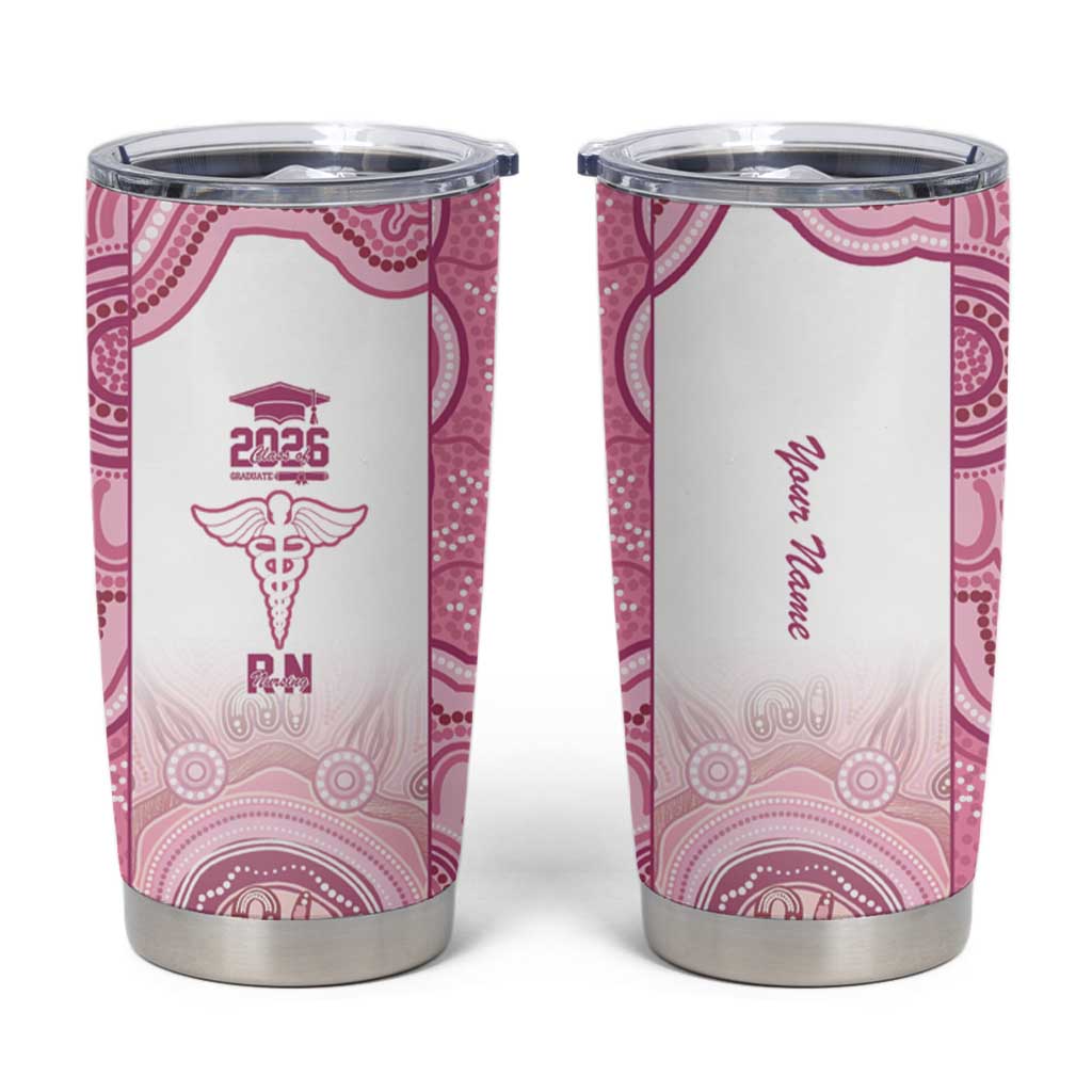 Aussie Nurse RN 2026 Personalised Tumbler Cup Pink Aboriginal Art Pattern Cultural Pride