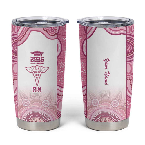 Aussie Nurse RN 2026 Personalised Tumbler Cup Pink Aboriginal Art Pattern Cultural Pride