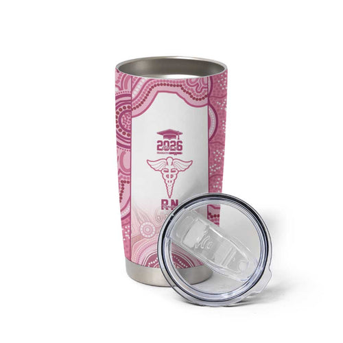 Aussie Nurse RN 2026 Personalised Tumbler Cup Pink Aboriginal Art Pattern Cultural Pride