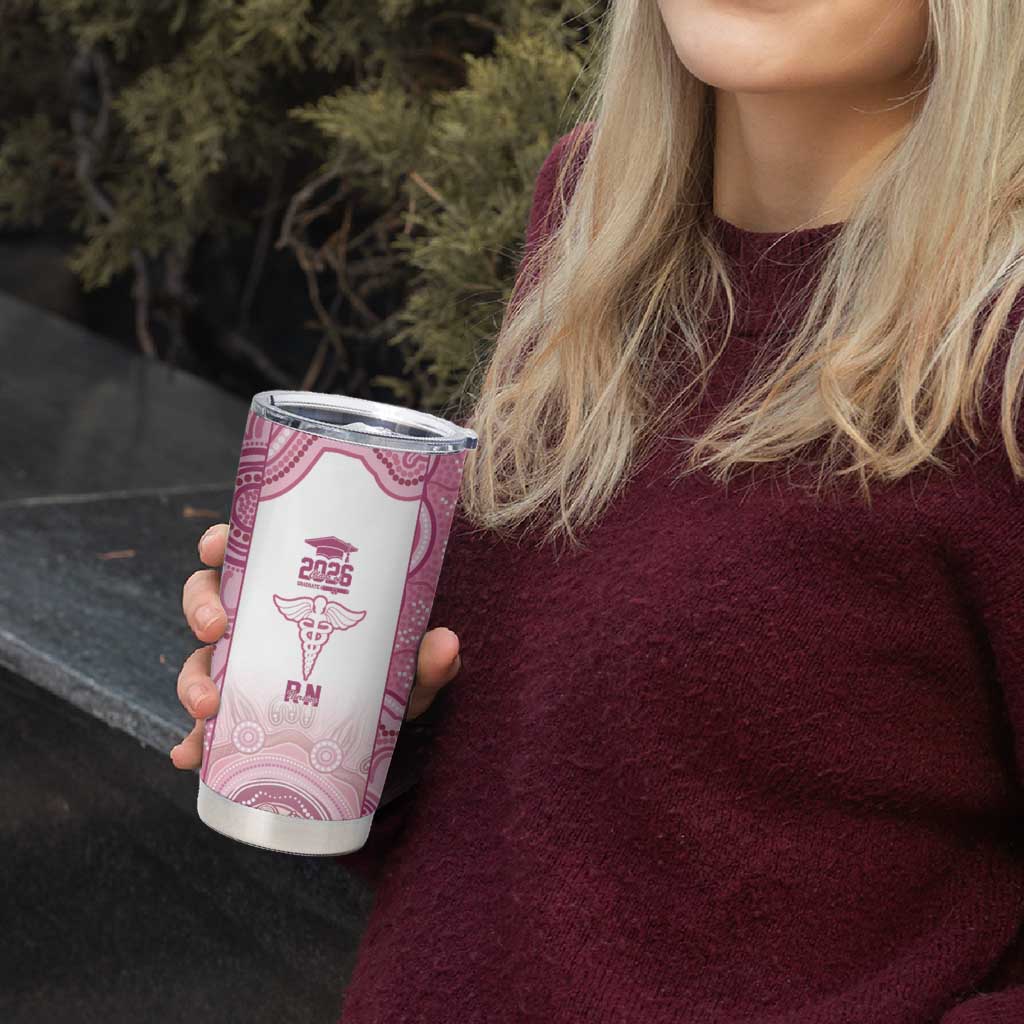 Aussie Nurse RN 2026 Personalised Tumbler Cup Pink Aboriginal Art Pattern Cultural Pride