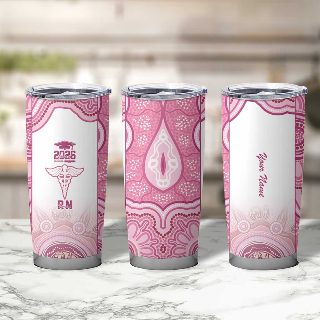 Aussie Nurse RN 2026 Personalised Tumbler Cup Pink Aboriginal Art Pattern Cultural Pride