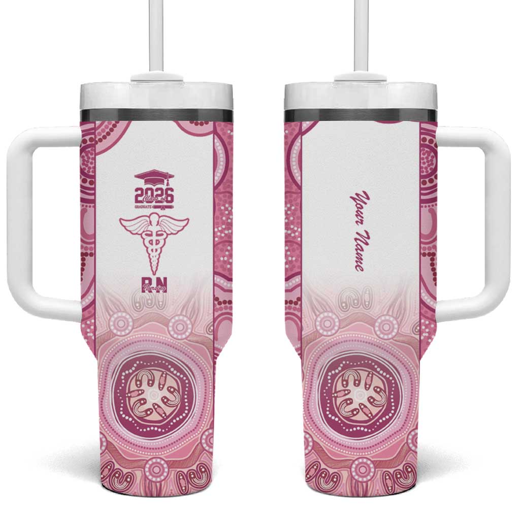 Aussie Nurse RN 2026 Personalised Tumbler With Handle Pink Aboriginal Art Pattern Cultural Pride