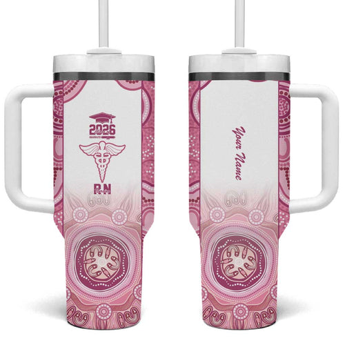 Aussie Nurse RN 2026 Personalised Tumbler With Handle Pink Aboriginal Art Pattern Cultural Pride