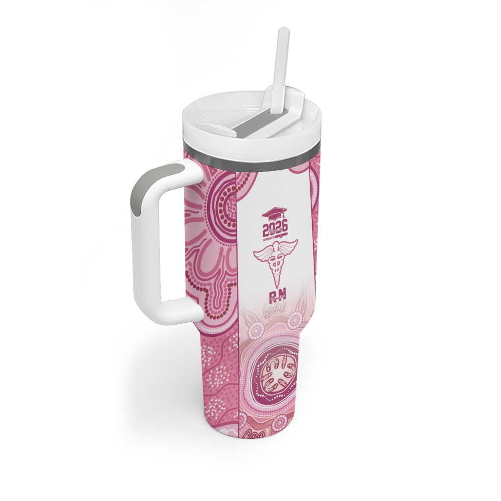Aussie Nurse RN 2026 Personalised Tumbler With Handle Pink Aboriginal Art Pattern Cultural Pride