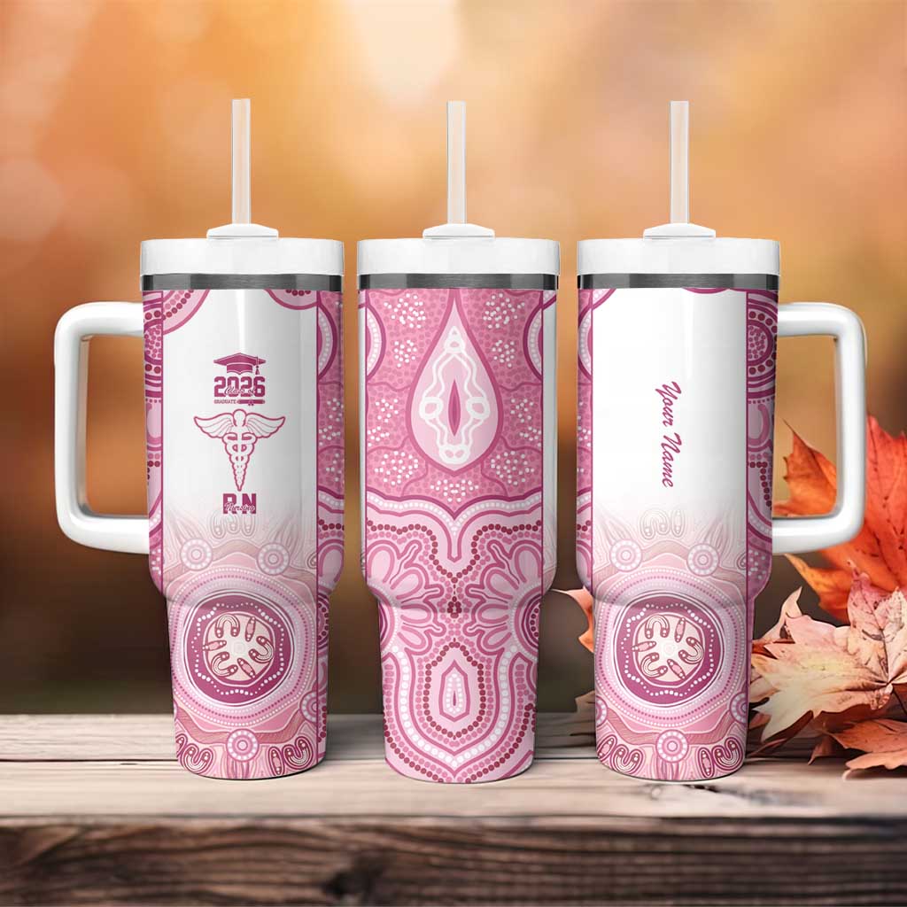 Aussie Nurse RN 2026 Personalised Tumbler With Handle Pink Aboriginal Art Pattern Cultural Pride