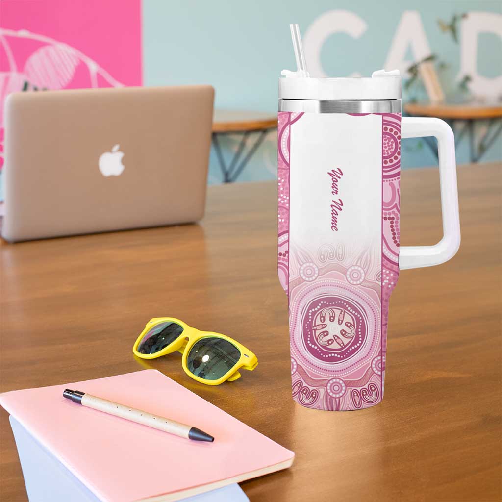 Aussie Nurse RN 2026 Personalised Tumbler With Handle Pink Aboriginal Art Pattern Cultural Pride