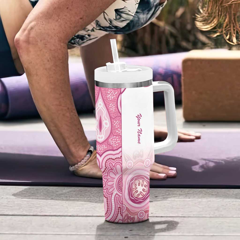 Aussie Nurse RN 2026 Personalised Tumbler With Handle Pink Aboriginal Art Pattern Cultural Pride
