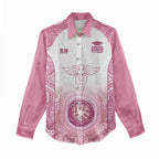 Aussie Nurse RN 2026 Personalised Women Casual Shirt Pink Aboriginal Art Pattern Cultural Pride