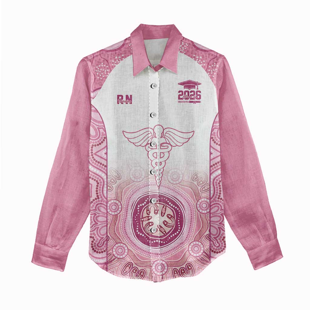 Aussie Nurse RN 2026 Personalised Women Casual Shirt Pink Aboriginal Art Pattern Cultural Pride