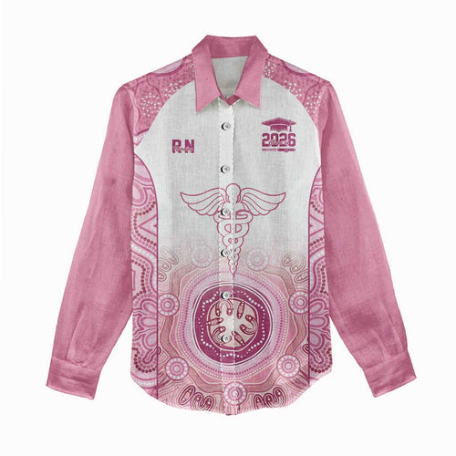 Aussie Nurse RN 2026 Personalised Women Casual Shirt Pink Aboriginal Art Pattern Cultural Pride