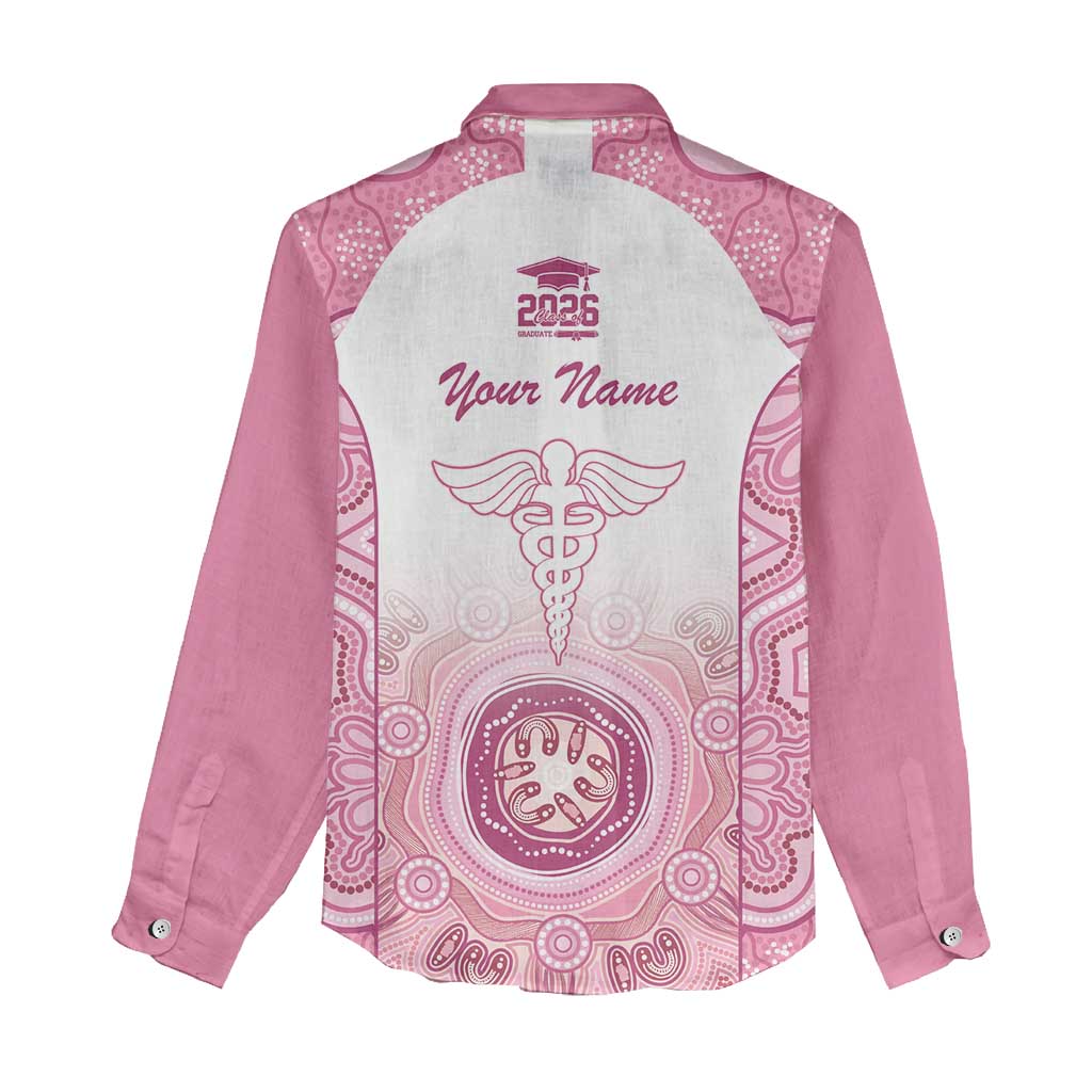 Aussie Nurse RN 2026 Personalised Women Casual Shirt Pink Aboriginal Art Pattern Cultural Pride