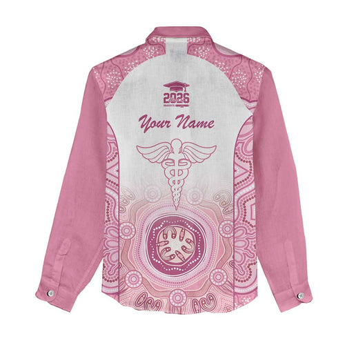 Aussie Nurse RN 2026 Personalised Women Casual Shirt Pink Aboriginal Art Pattern Cultural Pride
