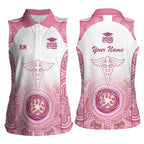Aussie Nurse RN 2026 Personalised Women Sleeveless Polo Shirt Pink Aboriginal Art Pattern Cultural Pride