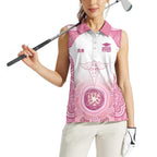 Aussie Nurse RN 2026 Personalised Women Sleeveless Polo Shirt Pink Aboriginal Art Pattern Cultural Pride