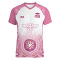 Aussie Nurse RN 2026 Personalised Women V-Neck T-Shirt Pink Aboriginal Art Pattern Cultural Pride