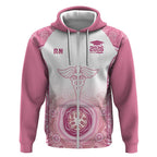 Aussie Nurse RN 2026 Personalised Zip Hoodie Pink Aboriginal Art Pattern Cultural Pride