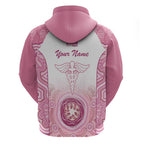 Aussie Nurse RN 2026 Personalised Zip Hoodie Pink Aboriginal Art Pattern Cultural Pride