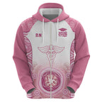Aussie Nurse RN 2026 Personalised Zip Hoodie Pink Aboriginal Art Pattern Cultural Pride