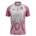 Aussie Nurse RN 2026 Personalised Zipper Polo Shirt Pink Aboriginal Art Pattern Cultural Pride