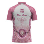 Aussie Nurse RN 2026 Personalised Zipper Polo Shirt Pink Aboriginal Art Pattern Cultural Pride