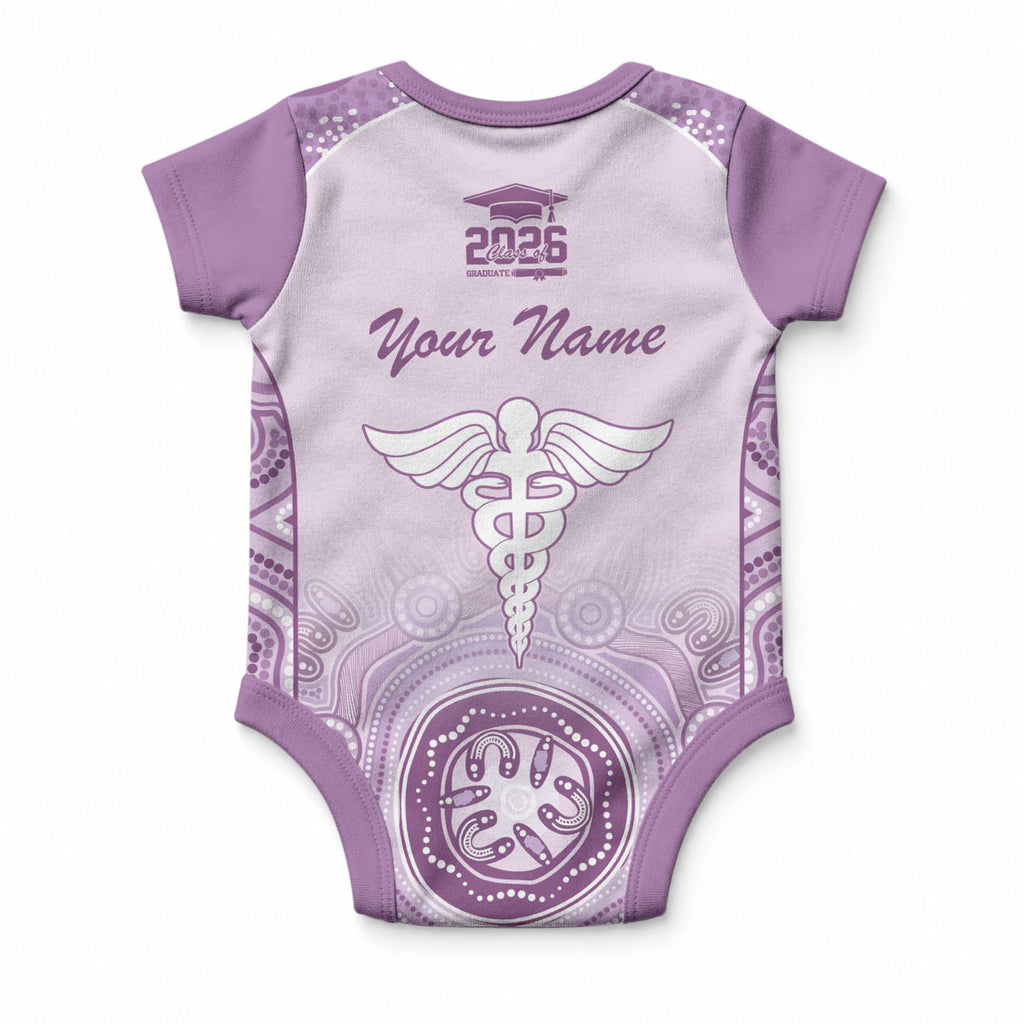 Aussie Nurse RN 2026 Personalised Baby Onesie Purple Aboriginal Art Pattern Cultural Pride