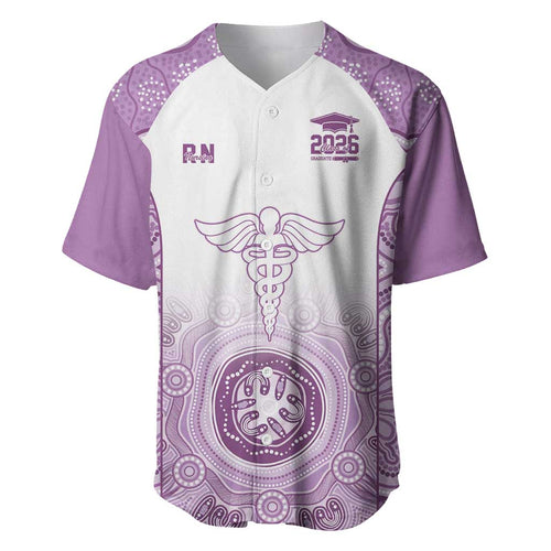 Aussie Nurse RN 2026 Personalised Baseball Jersey Purple Aboriginal Art Pattern Cultural Pride