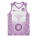 Aussie Nurse RN 2026 Personalised Basketball Jersey Purple Aboriginal Art Pattern Cultural Pride
