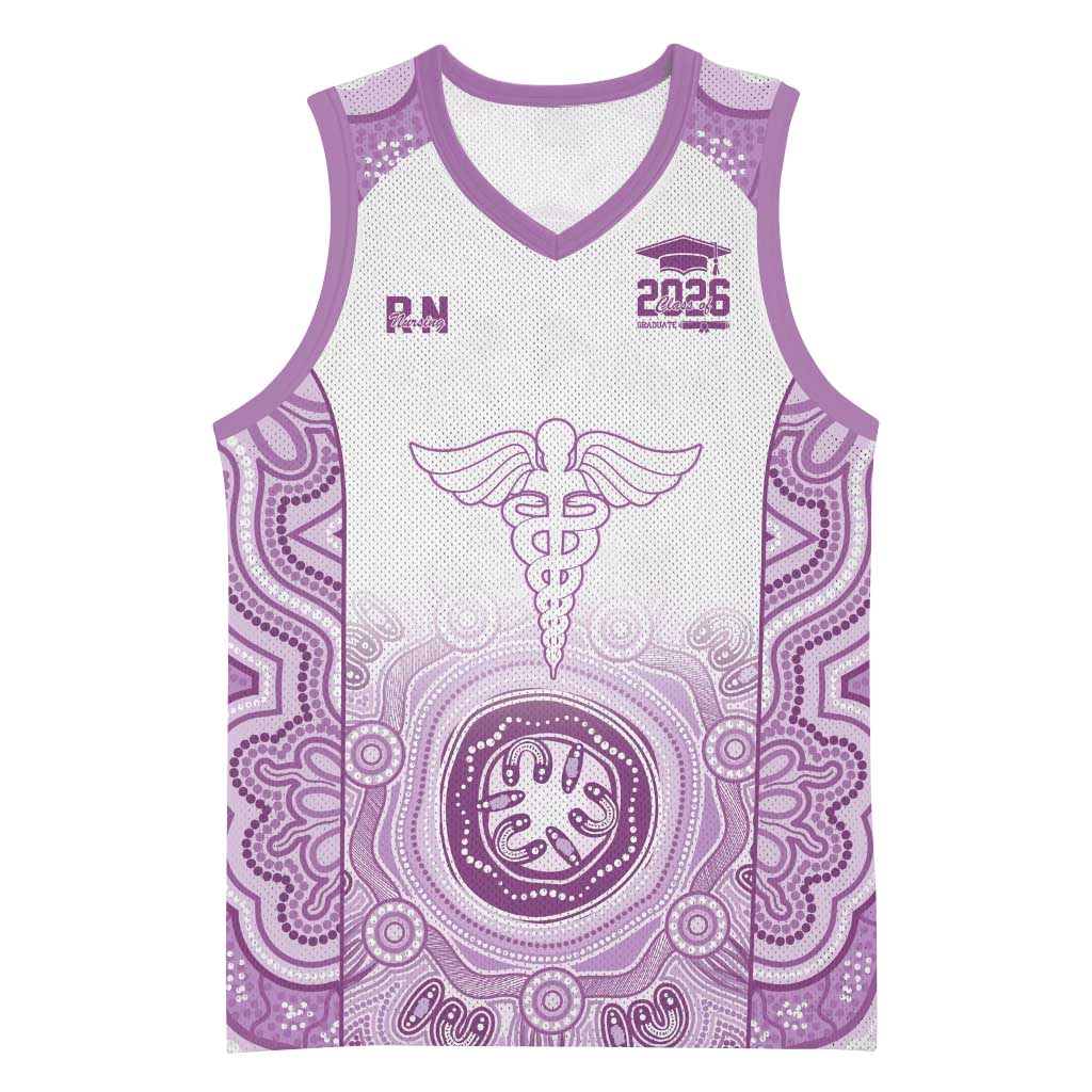 Aussie Nurse RN 2026 Personalised Basketball Jersey Purple Aboriginal Art Pattern Cultural Pride