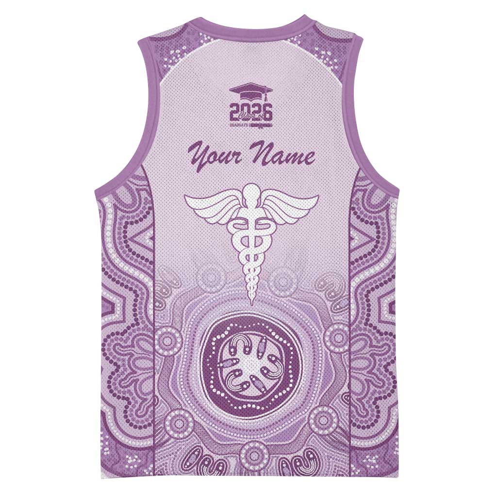 Aussie Nurse RN 2026 Personalised Basketball Jersey Purple Aboriginal Art Pattern Cultural Pride