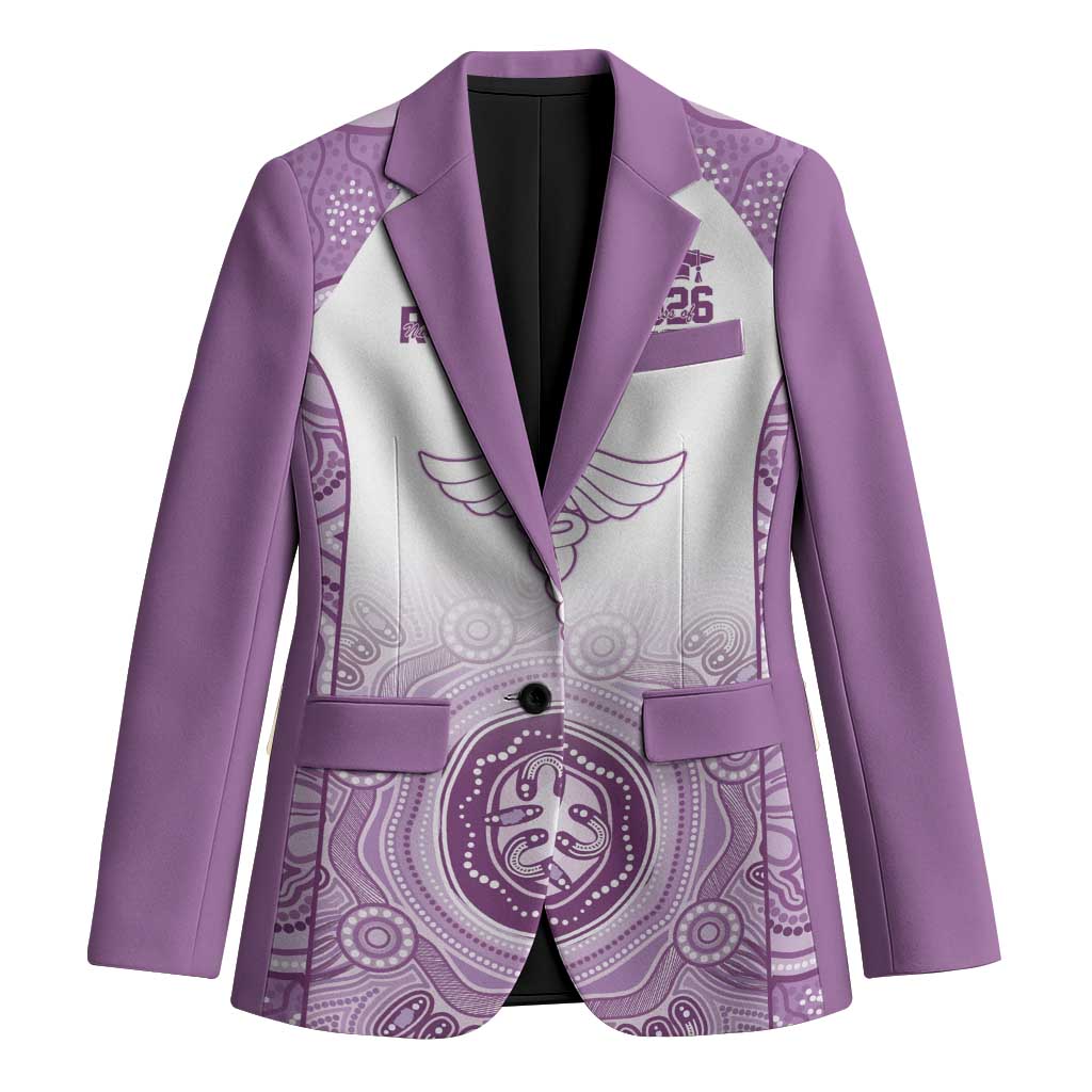 Aussie Nurse RN 2026 Personalised Blazer Purple Aboriginal Art Pattern Cultural Pride