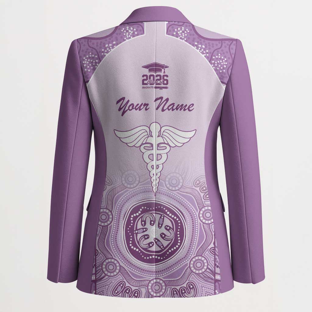 Aussie Nurse RN 2026 Personalised Blazer Purple Aboriginal Art Pattern Cultural Pride