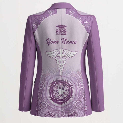 Aussie Nurse RN 2026 Personalised Blazer Purple Aboriginal Art Pattern Cultural Pride